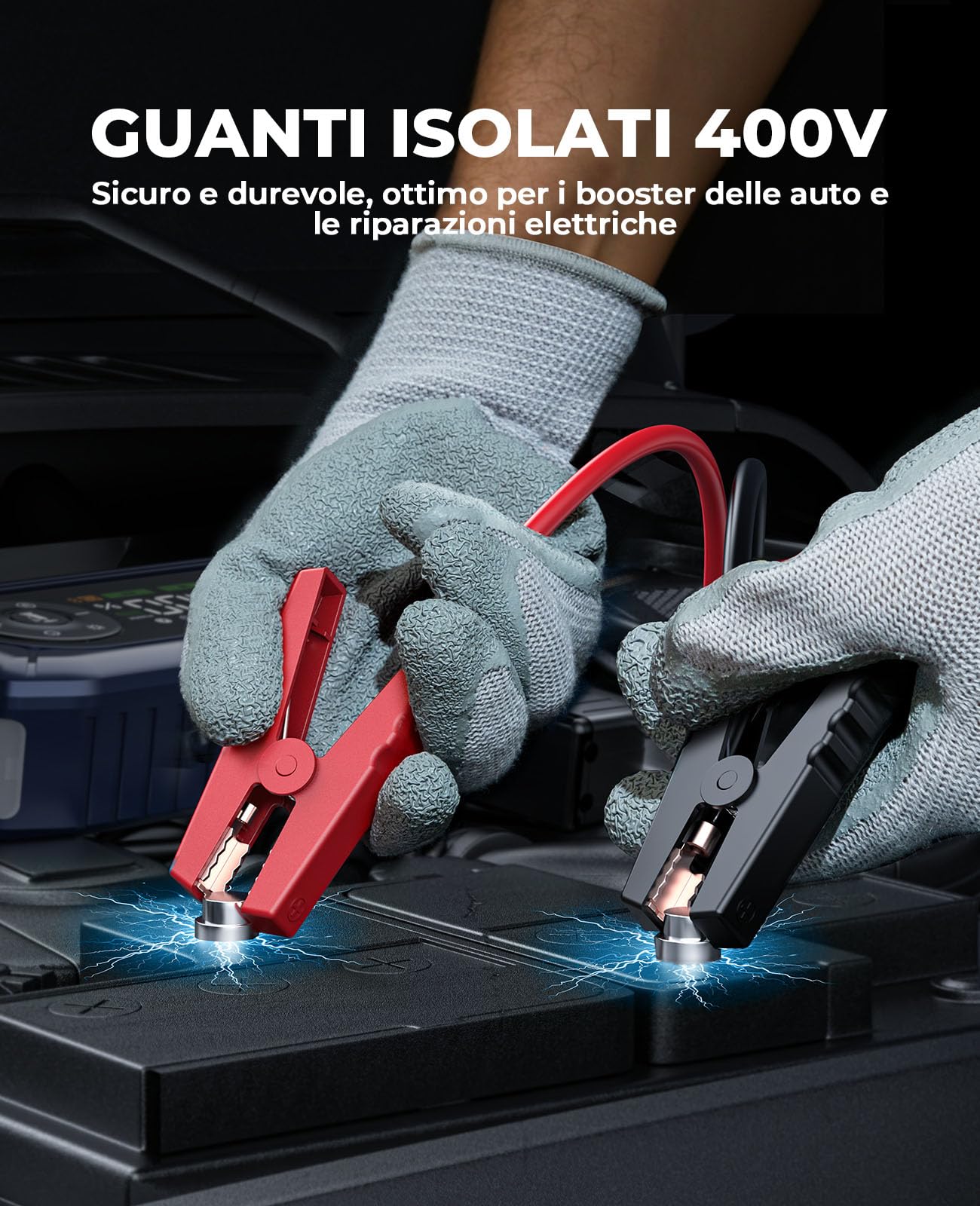 Avviatore Emergenza per Auto 7500A con Compressore 150PSI, YaberAuto Booster Avviamento Auto per Tutti Gas/8.0L Diesel, 12V Starter Batteria, Guanti isolanti, 800 lumen Torcia
