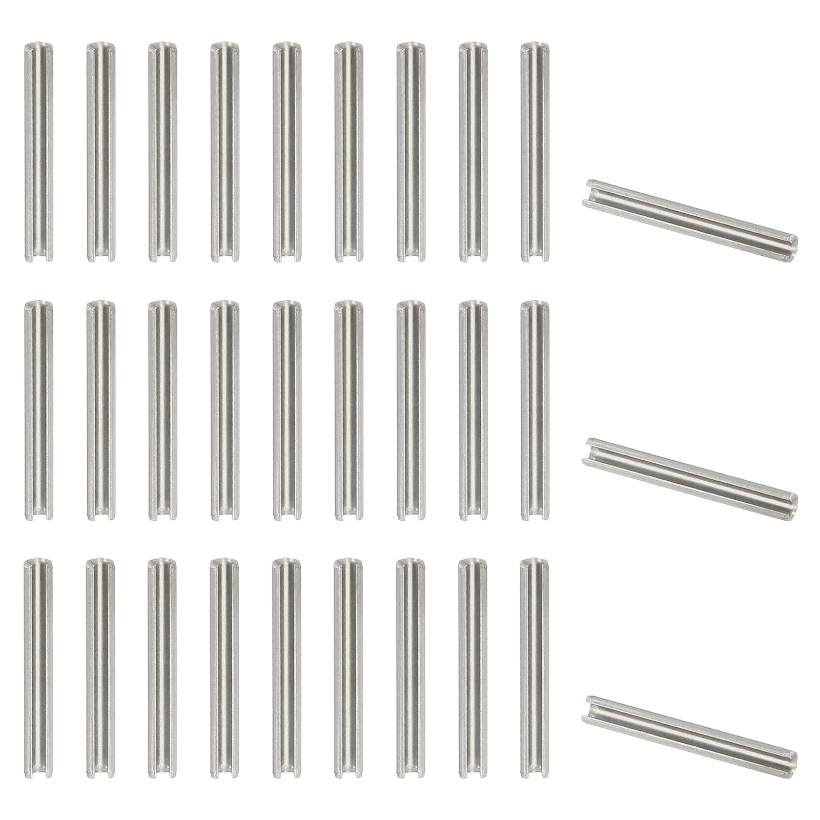 PATIKIL Slotted Spring Pin, 50 Pcs 1/8" x 1" (3.2mm x 25mm) 304 Stainless Steel Split Roll Pins Spring Dowel for Home Improvement Automotive Machine Repair, Silver — image 1