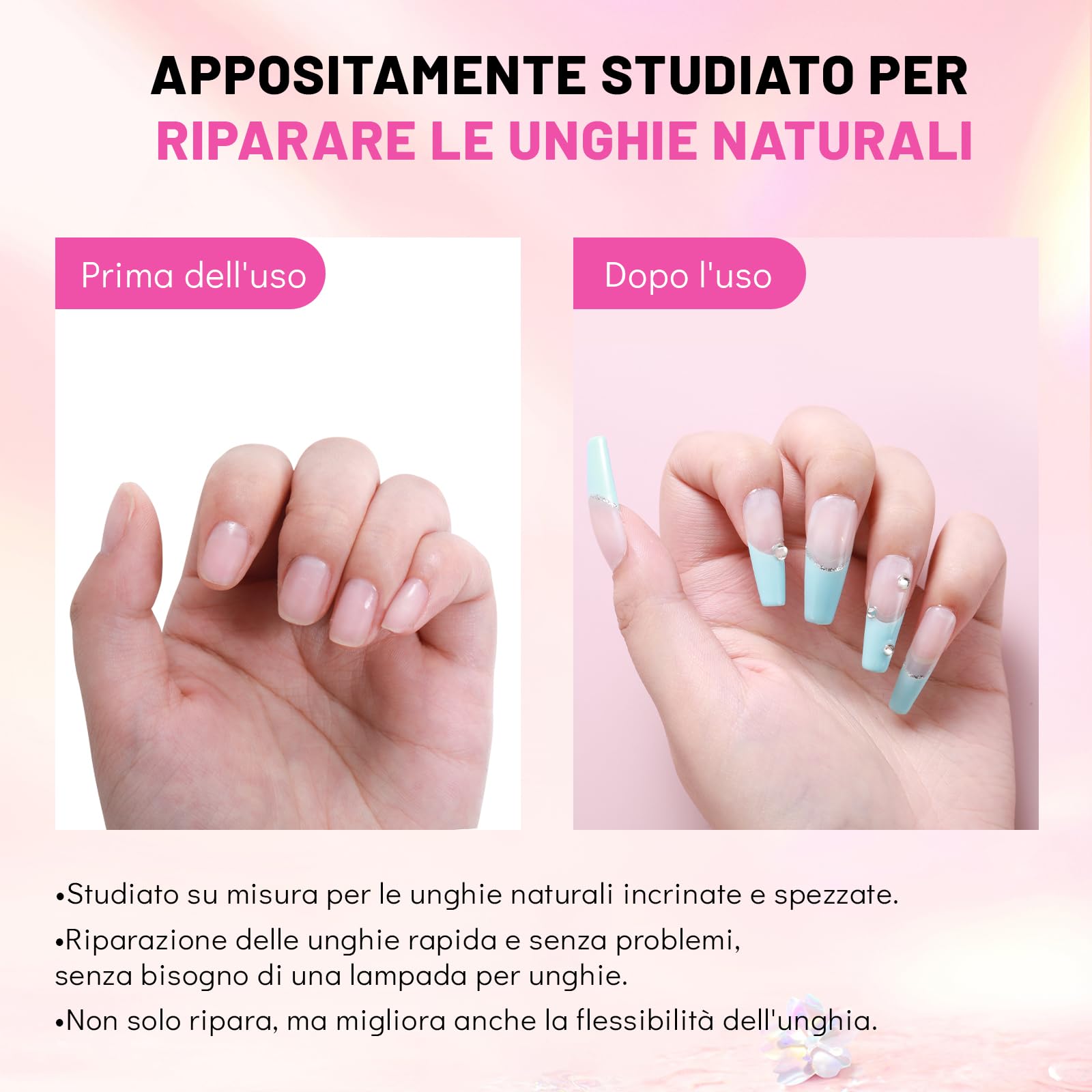 Aokitec 28g Dip Build Powder Kit con Colla Riparazione Unghie - Kit di Riparazione Unghie per Unghie Naturali Rotte Trattamento Rinforzante Unghie per Danneggiate Cracked Split Debole Cura Unghie