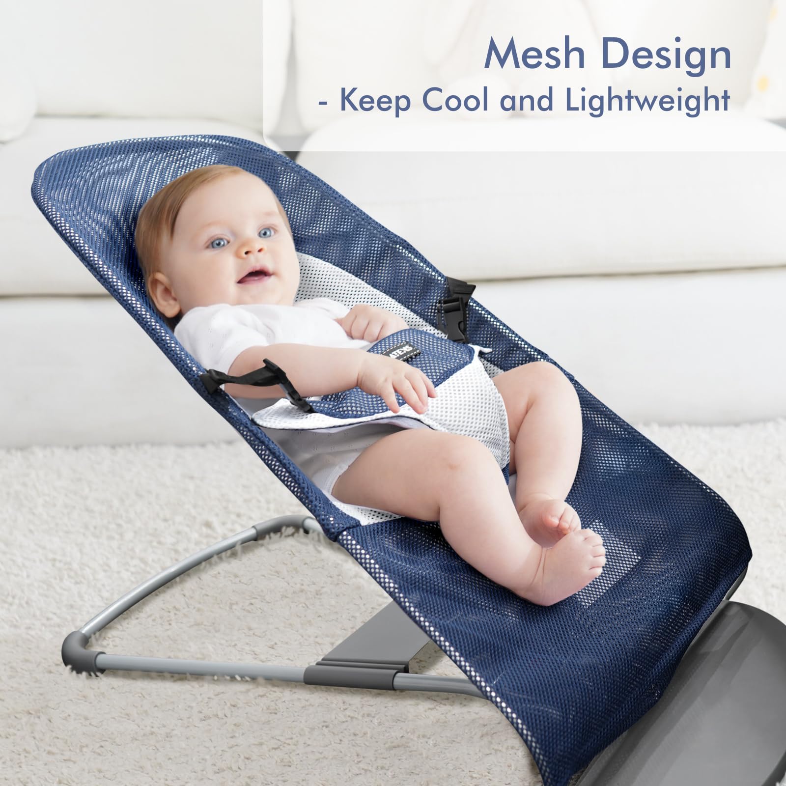 iGRATENS Siège en tissu pour transat – Housse pour transat Baby Bjorn Balance Soft & Bliss, maille ventilée, douce pour la peau, lavable en machine, bleu marine