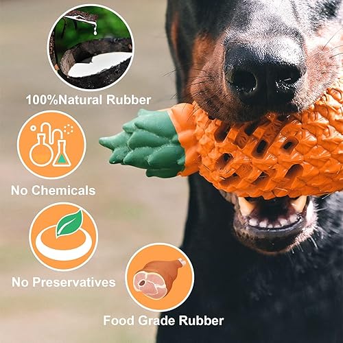 Miniatura 5 de Juguetes masticables indestructibles para perros juguetes para cachorros con sabor a piña, juguetes para perros masticadores agresivos de raza