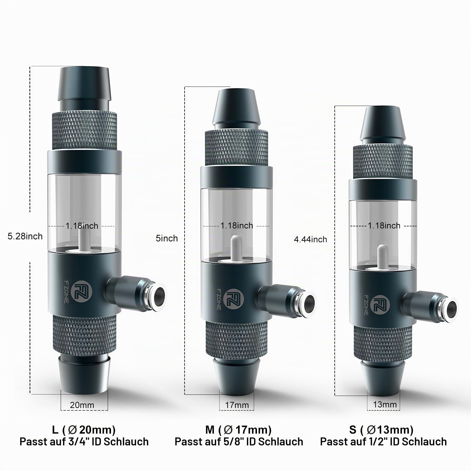 FZONE Aquarium Inline CO2 Diffusor, passend für 5/8" Schlauch-Innendurchmesser