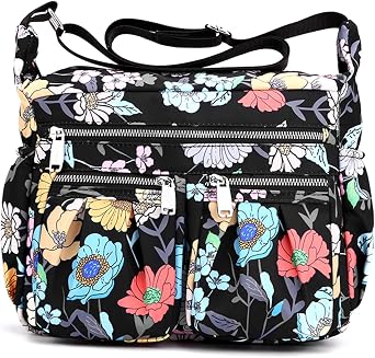 Crossbody Bags for Women Multiple Pockets Shoulder Handbag Casual Nylon Lightweight Purse