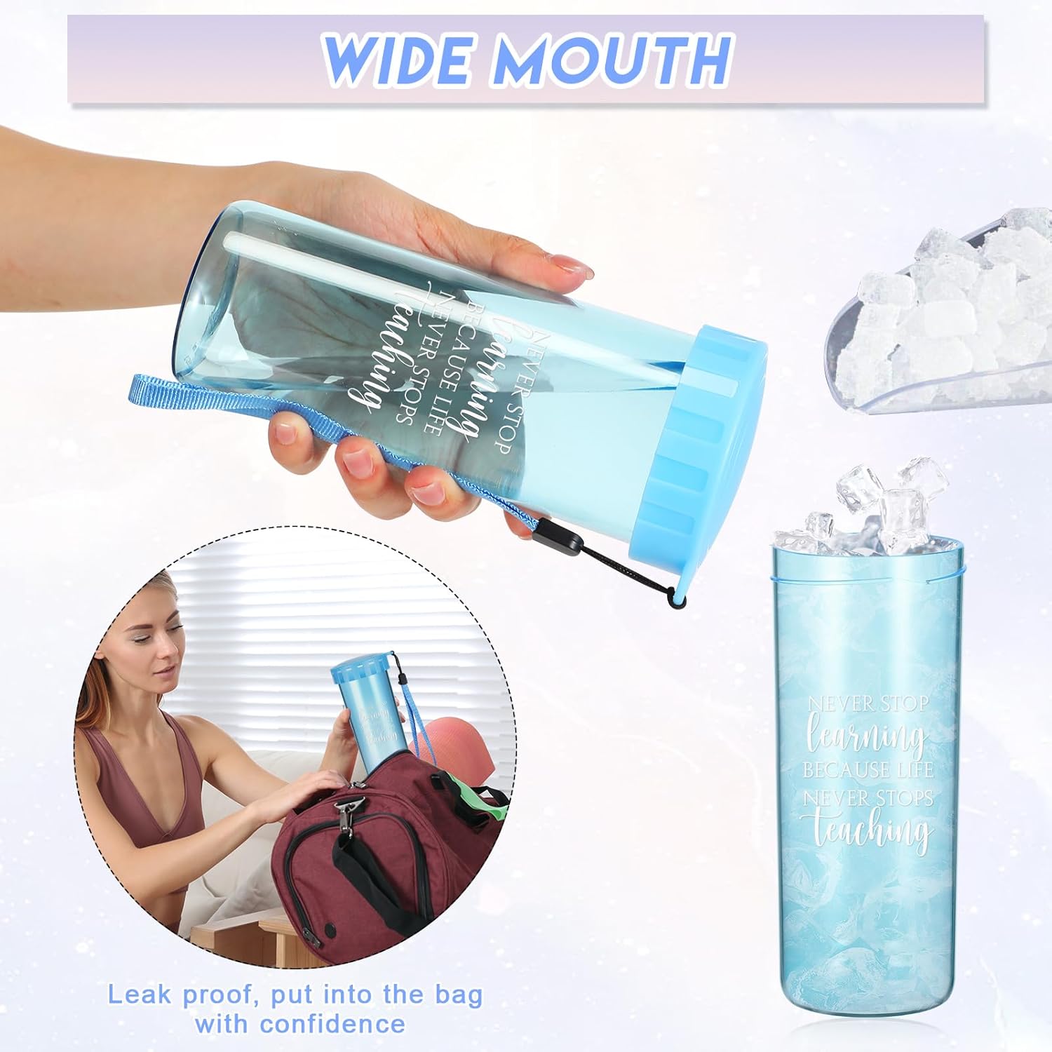 Tioncy 10 Pcs Employee Appreciation Gifts Bulk Water Bottle Thank You Inspirational Water Bottle 15 oz with Large Mouth Gifts for Nurse Employee Staff Team Volunteer(Multicolor)