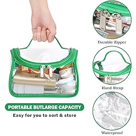 HAOGUAGUA Heavy Duty Clear Cosmetic Bag Waterproof Transparent Travel Makeup Toiletry Organizer Bag (Green-1pcs)