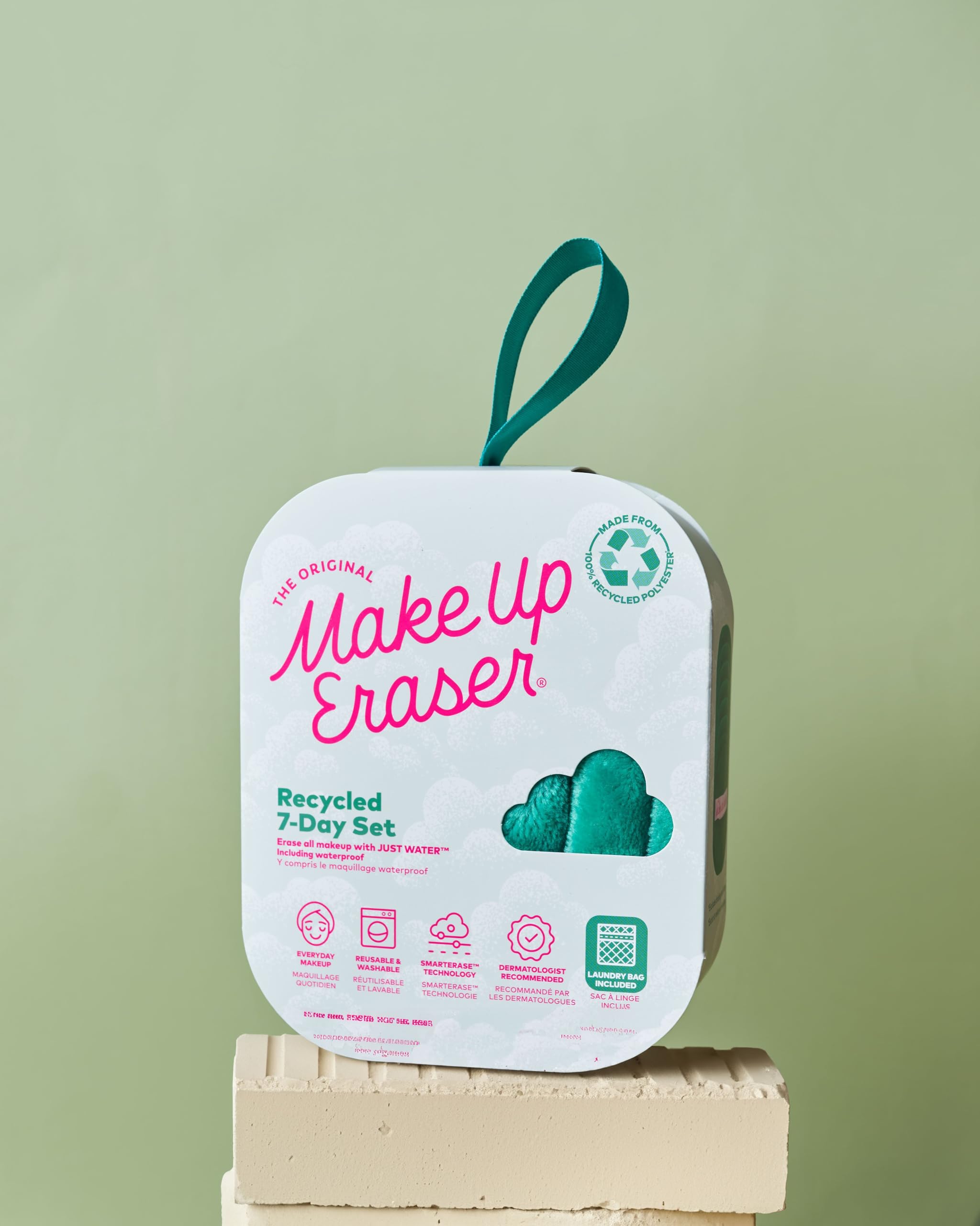 7-Day Set, Erase All Makeup with Just Water, Including Waterproof Mascara, Eyeliner, Foundation, Lipstick, Sunscreen, and More! 7ct: Recycled Green 7 Count (Pack of 1)