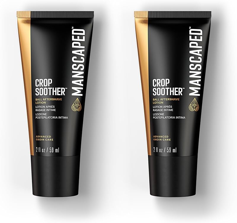 Loción para después del afeitado MANSCAPED® Crop Soother™ para el cuidado de la ingle - Infundida con aloe, avena coloidal, karité, manteca de semilla de cacao y aceite de cártamo para calmar y aliviar (paquete de 2)