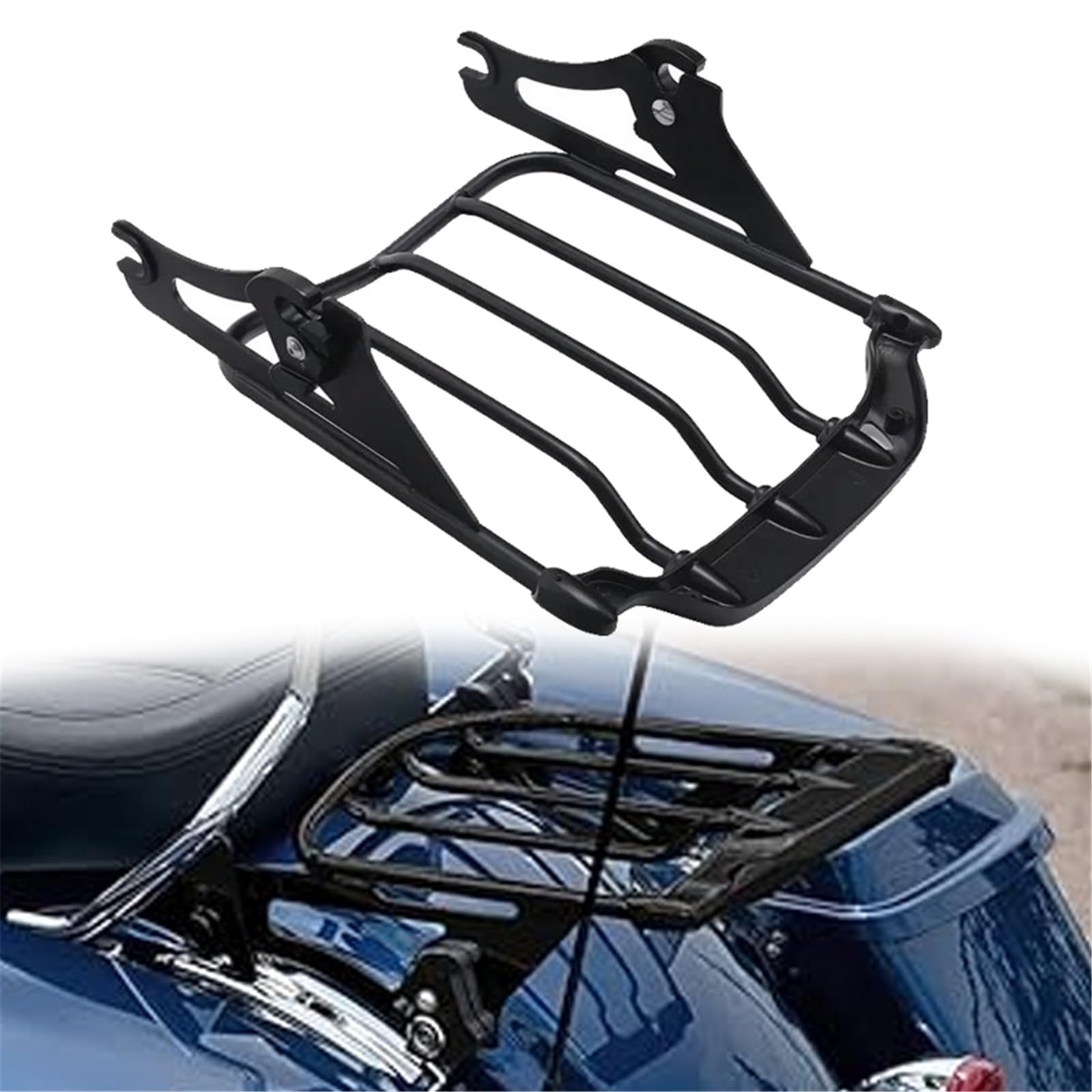 Accesorios para Motocicletas Estante Soporte para Portaequipajes Trasero para Dos Personas En Motocicleta para Harley para Touring CVO Road Glide para Custom FLTRXSE 2012-2017(Nero)