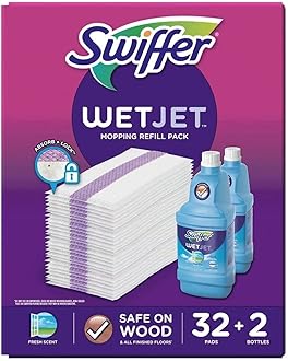 Swiffer Wetjet Mopping Refill Pack (32 Refill Pads + 2-1.25L Bottles of Cleaner)F