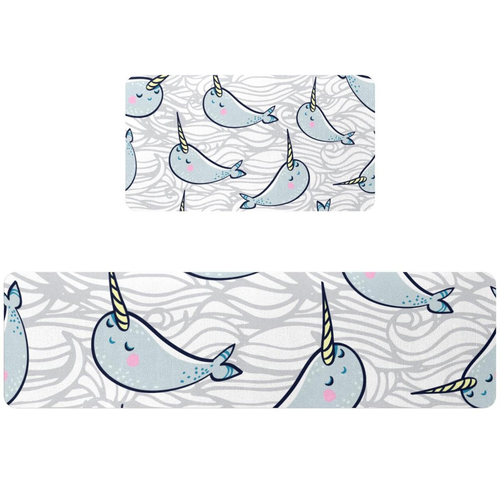 Alfombra de cocina absorbente y lavable con divertido estampado de manatíes