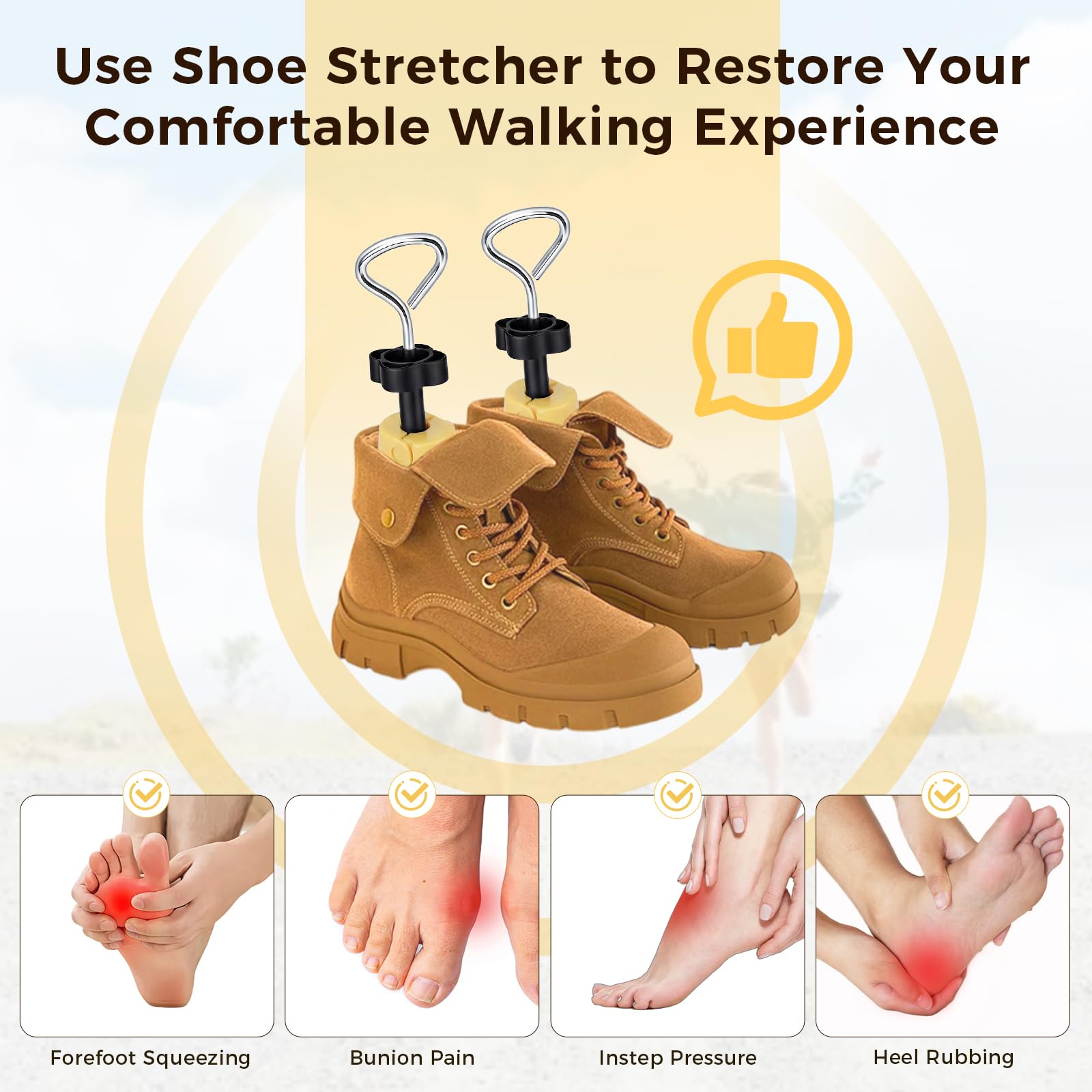 Estirador de zapatos para hombres y mujeres, expansor de longitud/ancho/altura ajustable para pies anchos y empeine