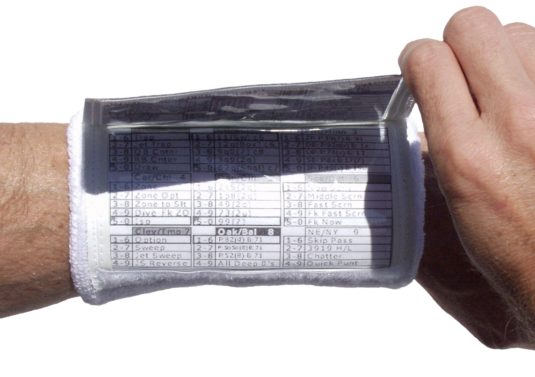 Unique Sports Triple Window Wrist Coach Football Playbook Band, White, 6 in x 4 in, Cotton