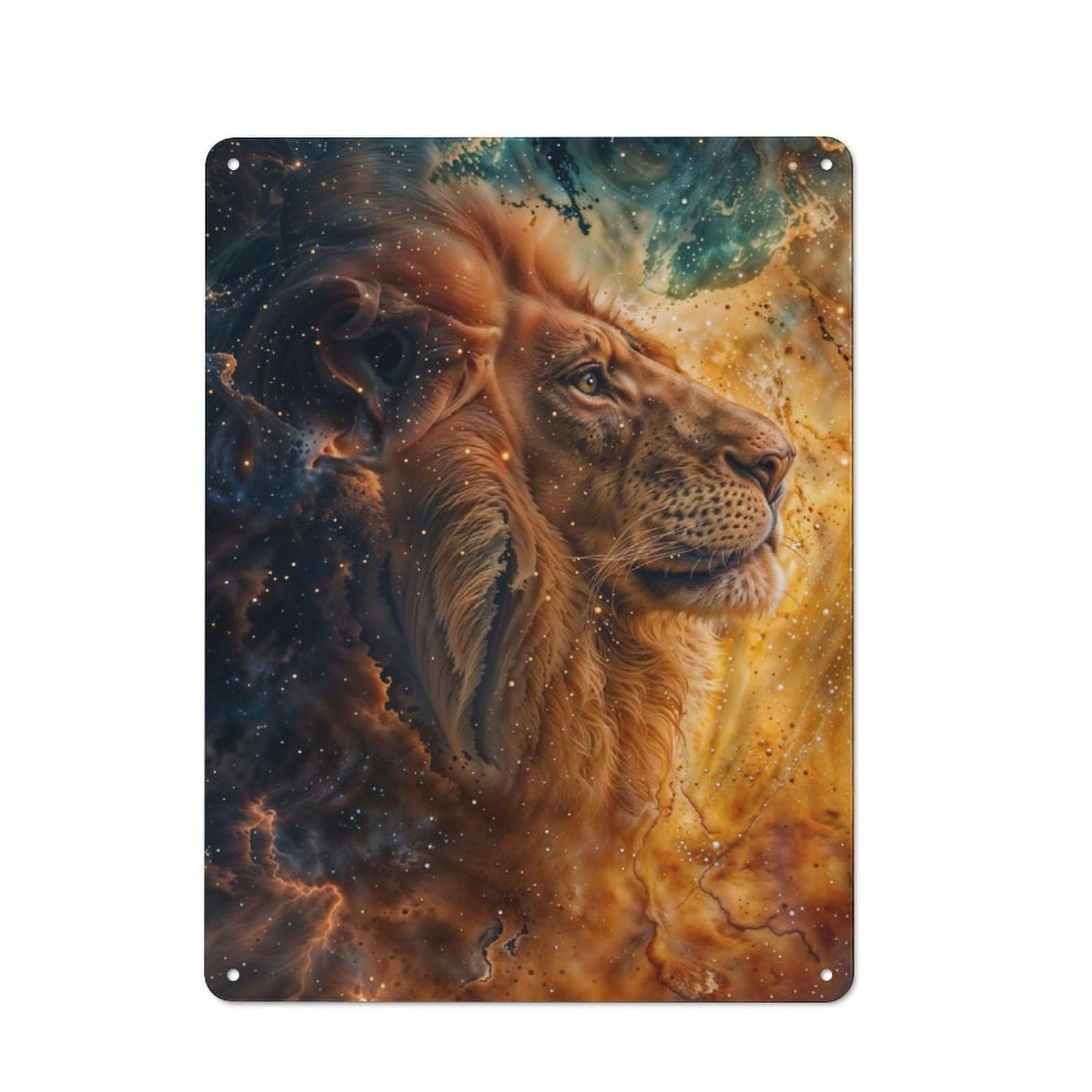 Junmoney Cosmic Abstract Lion Tin Wall Plaque 40X30cm With For Home Office Or Studio, A New Home Present For Creative Workspace Decorators