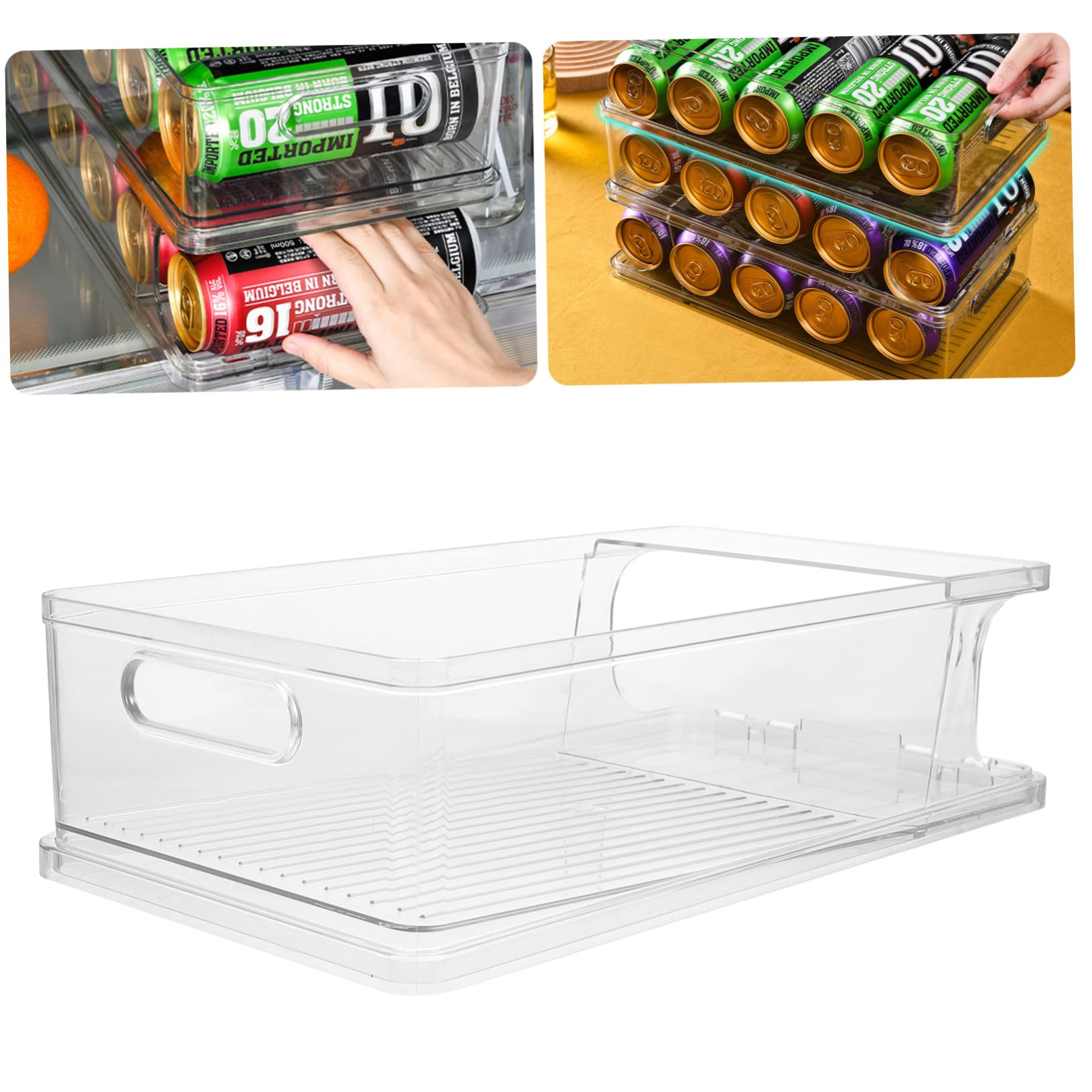 Cabilock 2pcs Plastic Can Dispensers for Refrigerator Auto Beverage Organizers Efficient Drink Holders Space-Saving Design for Soda and Water Bottles Storage