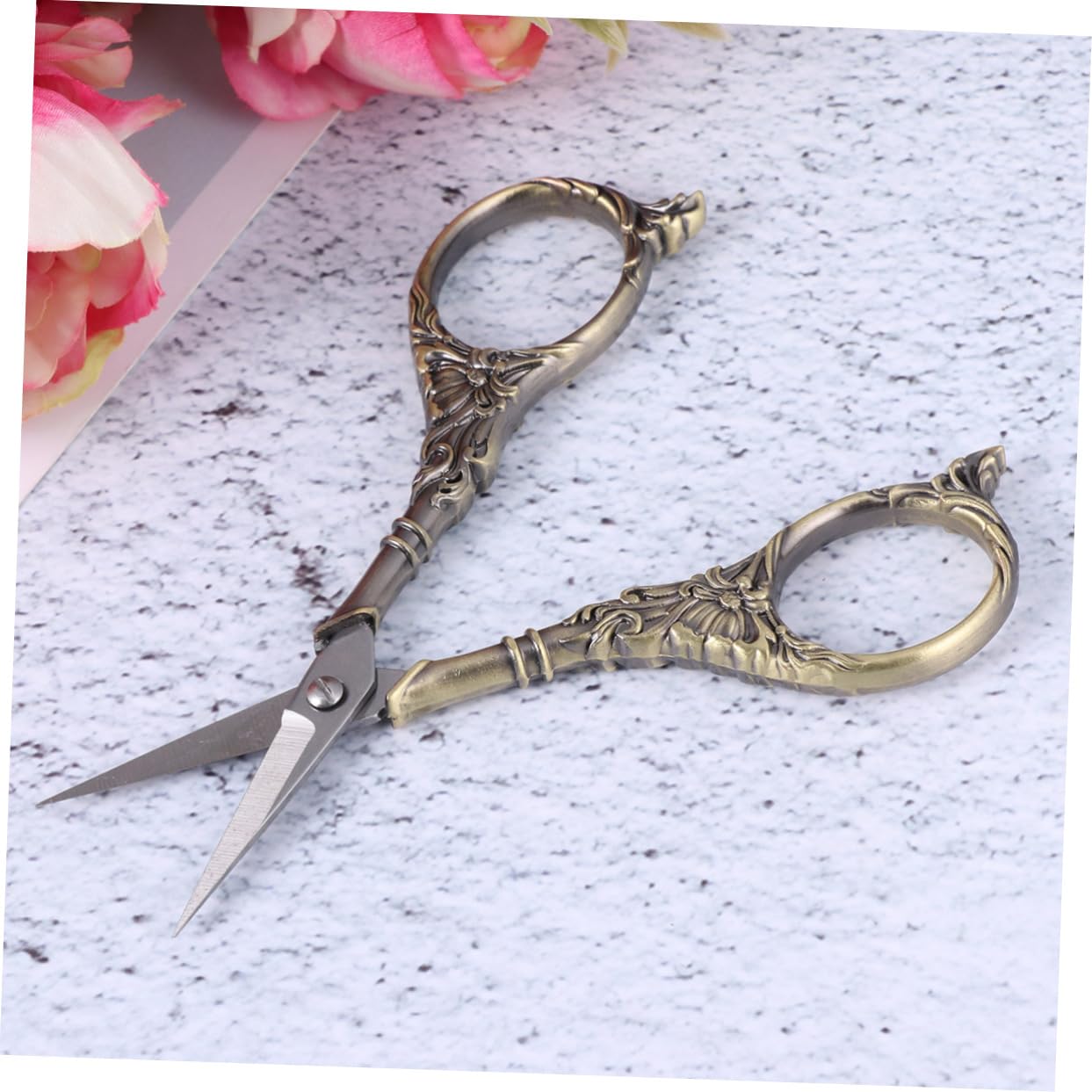 EXCEART 3 Piezas Tijeras Tijera De Cocina Cortador De Hilo con Diseño De Lirios Pinza De Costura Cizalla De Punto De Cruz Pestañas Doble Párpado