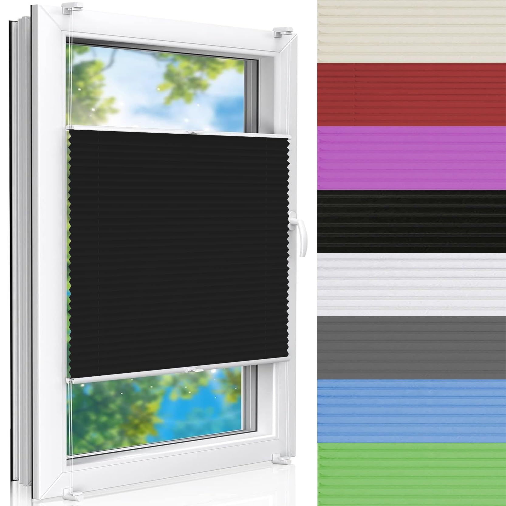 Temporary Blinds for Windows 30 x 200 cm Stick On Blinds Adjustable Easy Up & Down Quick Fix and Easy to Install for Windows Bathroom Kitchen, Black