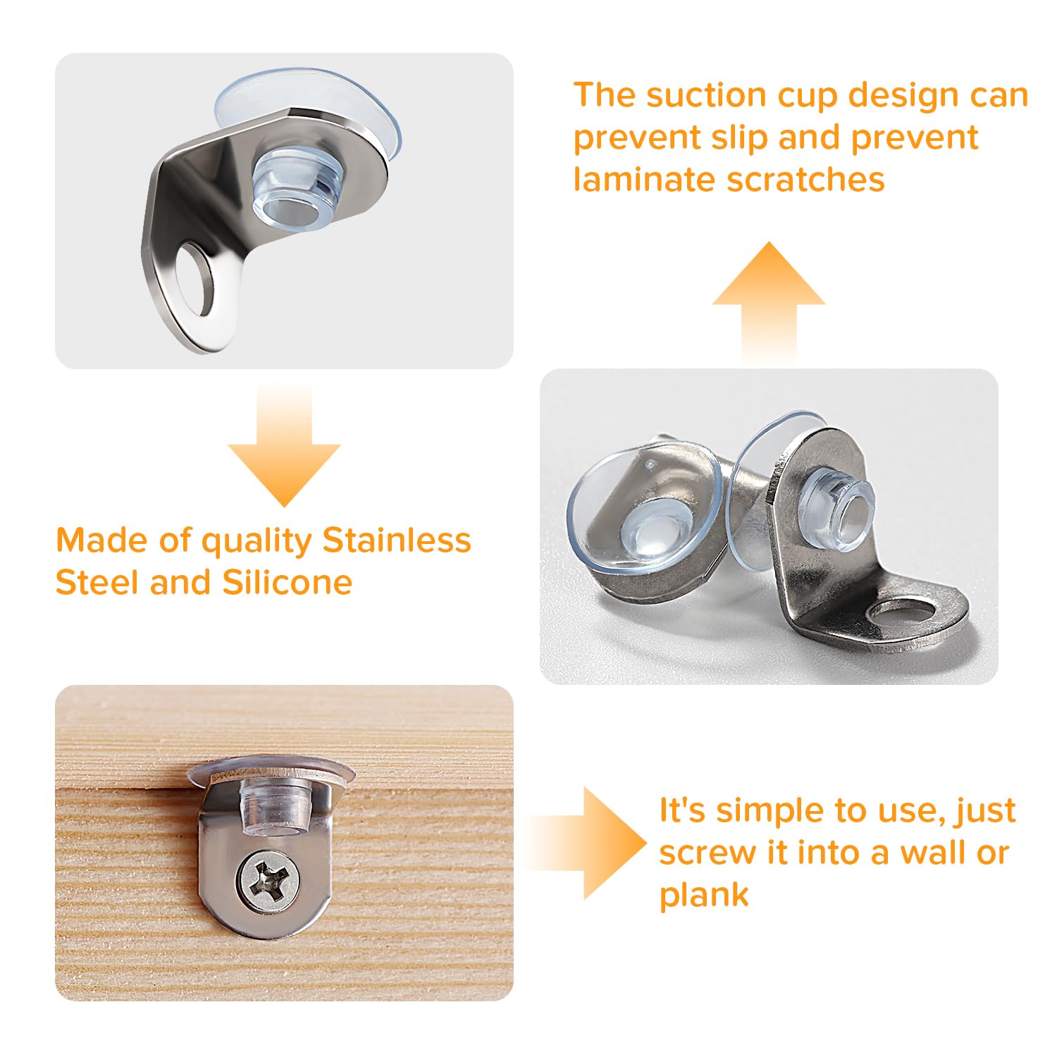 Lyeteung 20 PCS 12×11.5×14.5 mm Stainless Steel Fixing Glass Shelf Bracket, Pegs Corner Brace Board Holder - Image 3