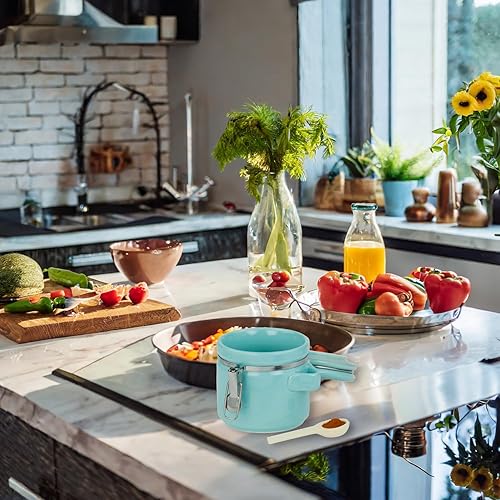 Miniatura 3 de Home Basic Set de 4 frascos con cuchara de cerámica Turquoise Beige, Black, Marrón, Gris, Mint, Red, Turquoise, White