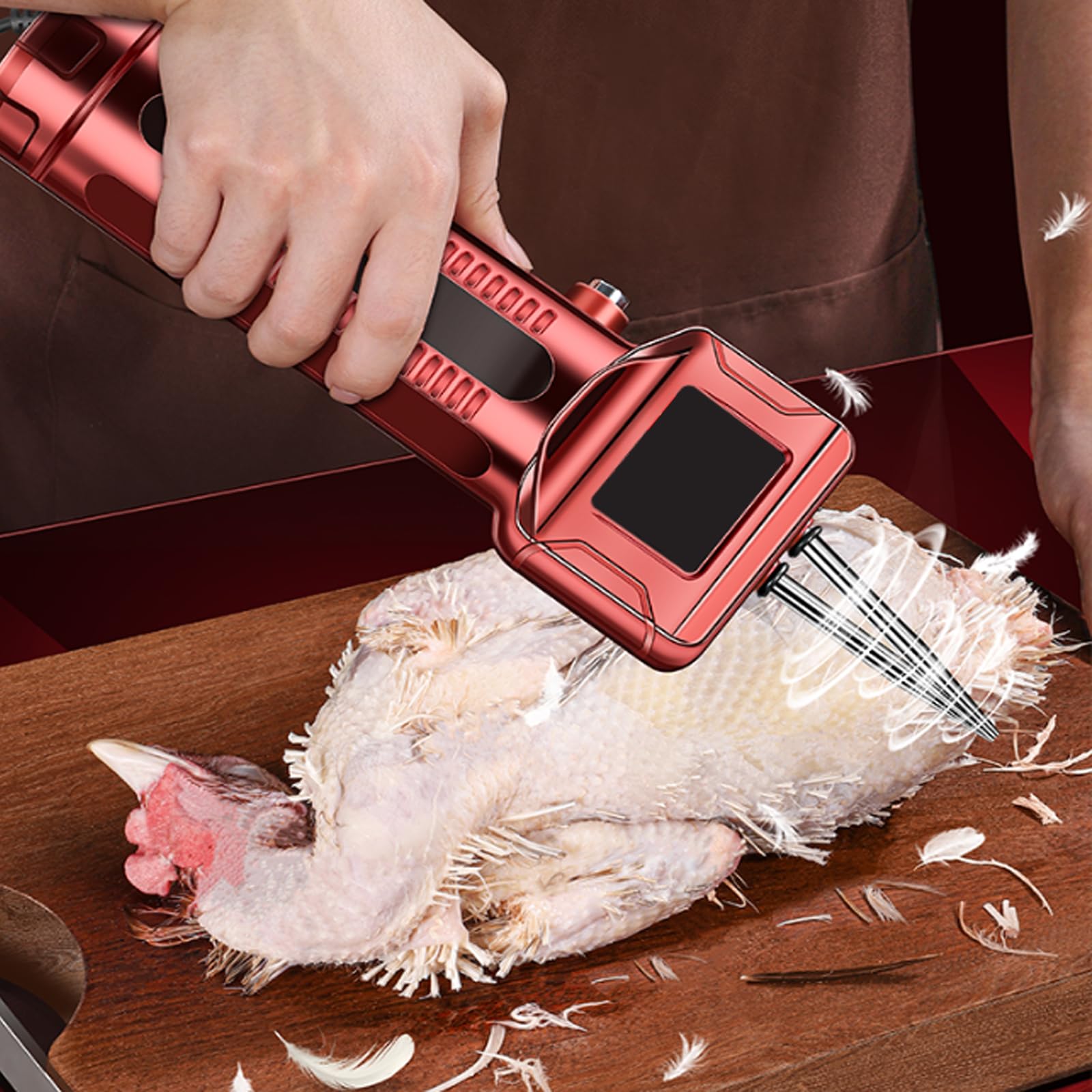 MRKU Handheld Electric Poultry Plucker,70W Chicken Feather Removal Machine,Stainless Steel Cone Head,Waterproof Body