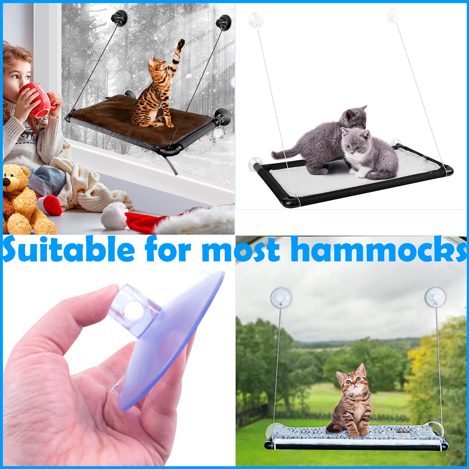 4 Saugnäpfe Mit Gewinde Für Katzenbett - Starke PVC Saugnäpfe Für Fenster & Fliesen