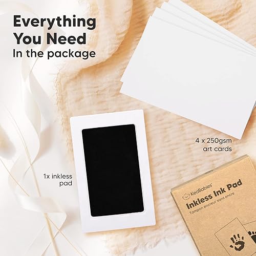 Miniatura 56 de Kit de 4 manos y huellas de bebé sin tinta, almohadilla de tinta sin desorden para recuerdo de recién nacidos, kit de huellas de nariz de perro