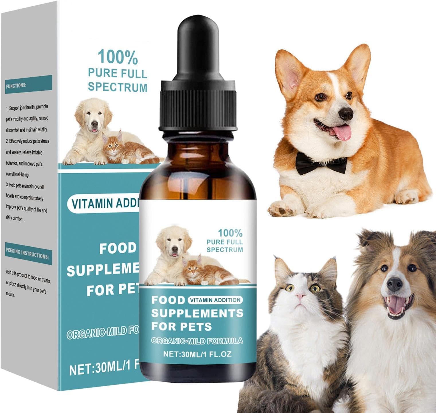 Dog Nutritional Supplement, Pet Body Care Nutrition, 30ml Nutrition Supplement, Efficient Food Supplement, Immune Booster Nutritional Supplement, Easy To Use, Portable for Pet