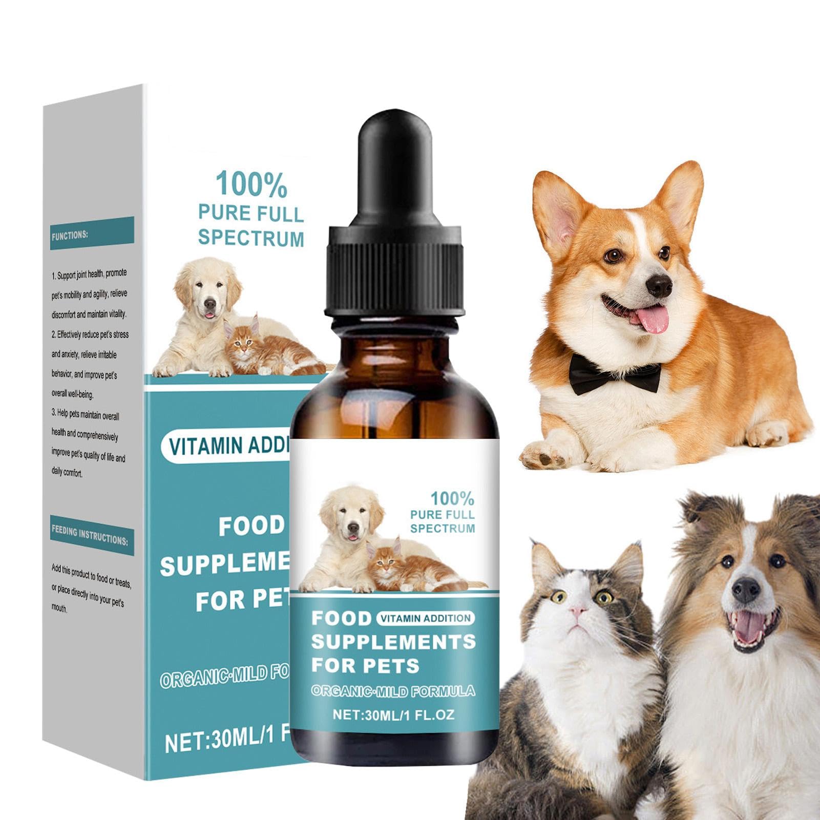 Dog Nutritional Supplement, Pet Body Care Nutrition, 30ml Nutrition Supplement, Efficient Food Supplement, Immune Booster Nutritional Supplement, Easy To Use, Portable for Pet