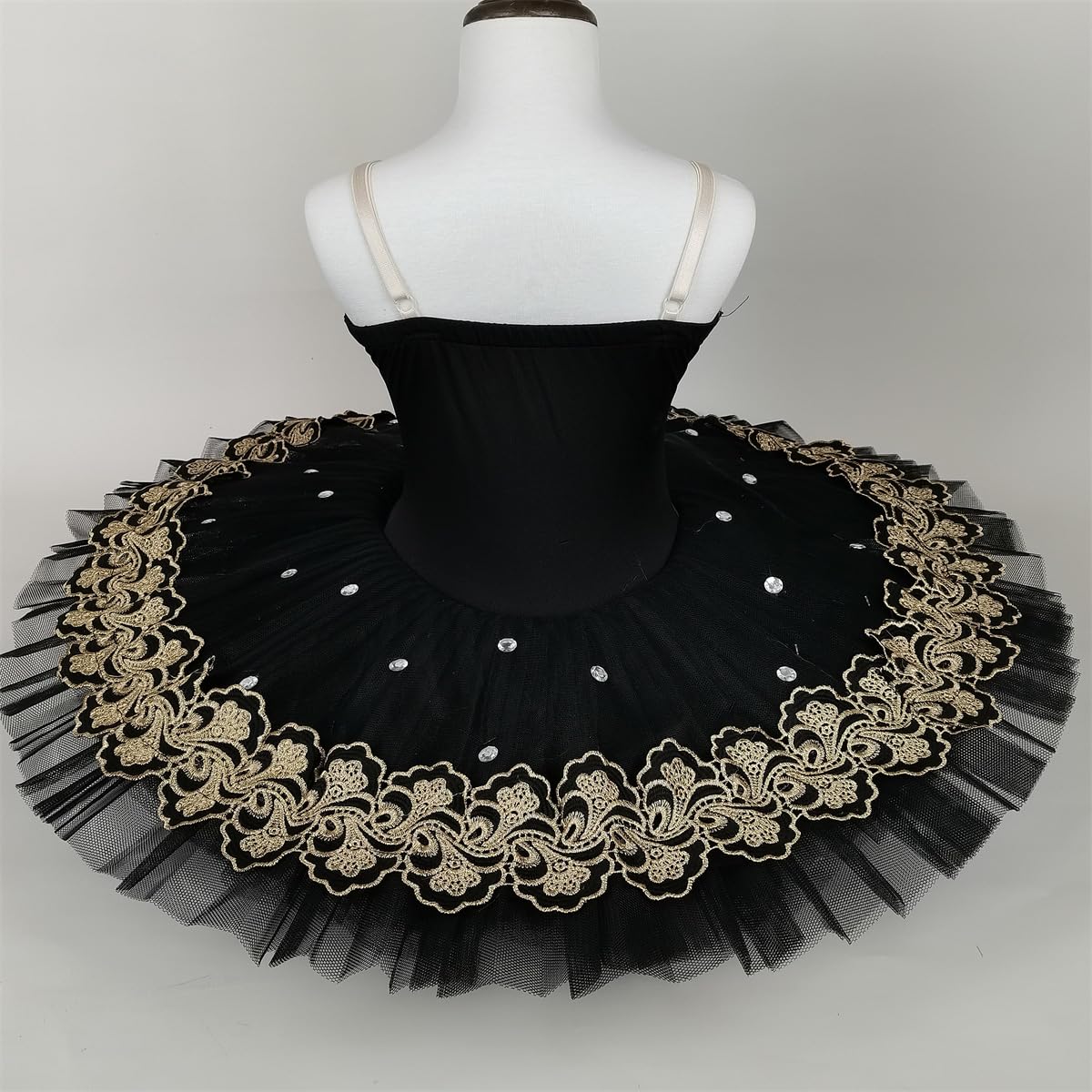 Mädchen Kinder Schwarz Professionelles Pancake Ballett-Tutu, Schwanensee-Motiv Ballettkleid, tanzaufführungen