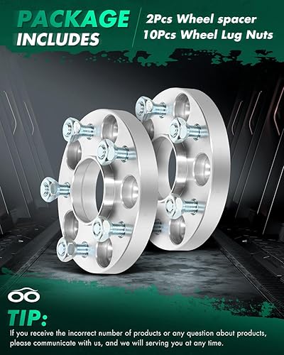 Miniatura 7 de SCITOO 2 espaciadores de rueda de 5 x 4.5 pulgadas, paso de rosca de 12 x 1.5, 2.524 in, 5 lengüetas, espaciadores de rueda aptos para RDX ILX TLX