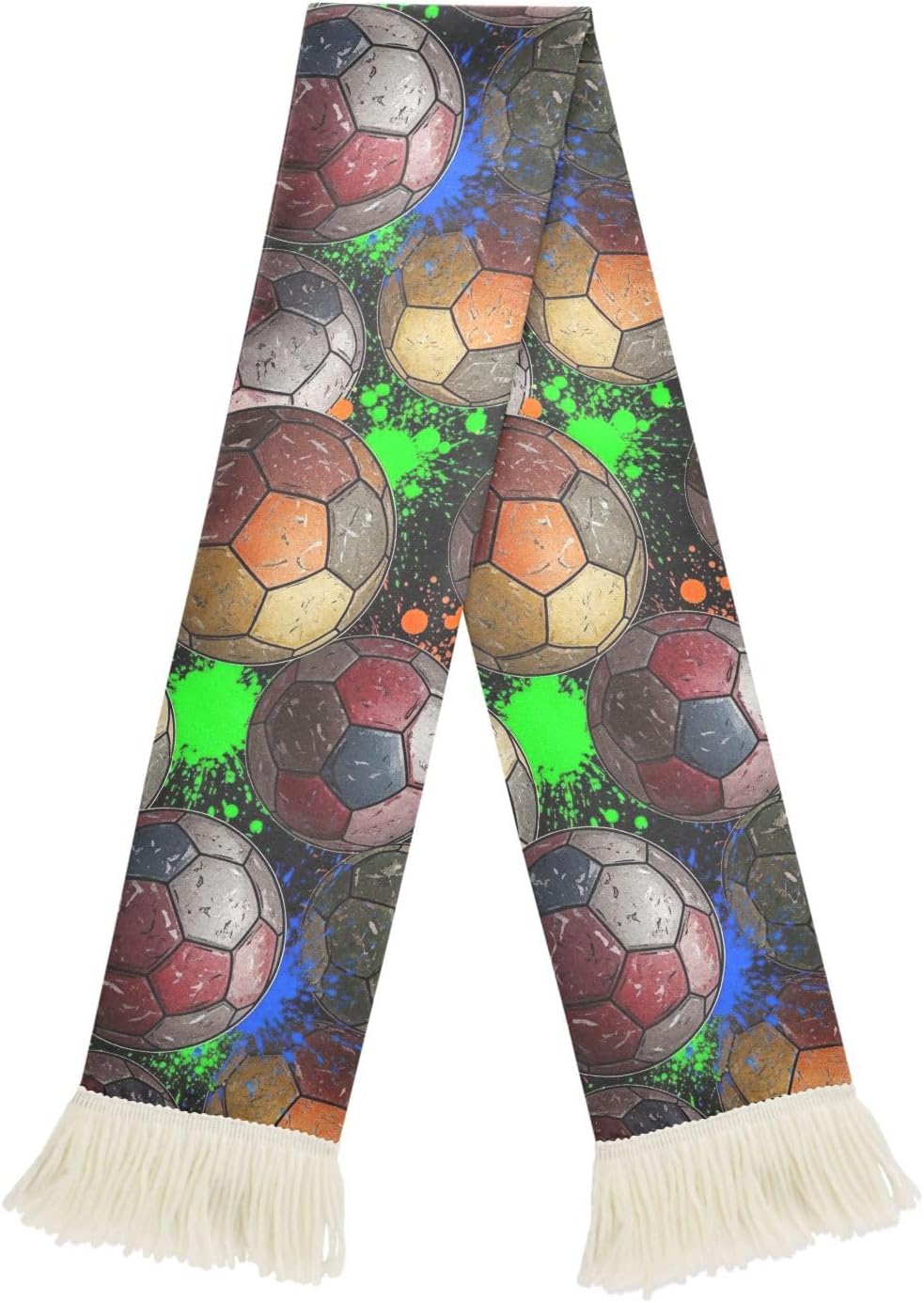 CHIFIGNO Grunge Soccer Sports Fan Scarf Towel, Soft Absorbent Polyester Cheering Wrap for Soccer Games, Quick Dry with Fringe Ends