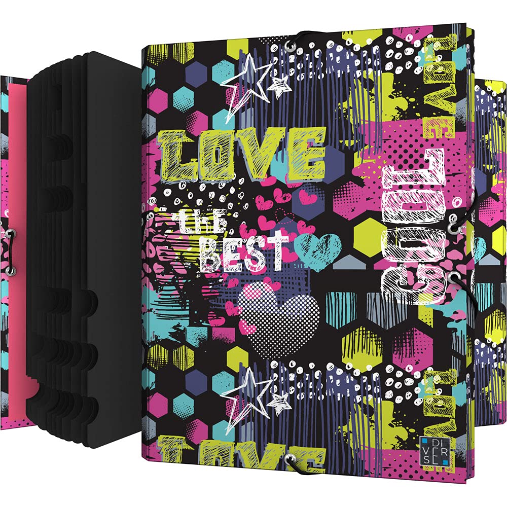Grafoplás 82212617 Folder, Folio Size, 12 Positions, Cardboard, FSC Certified, Diverse Collection, Cool