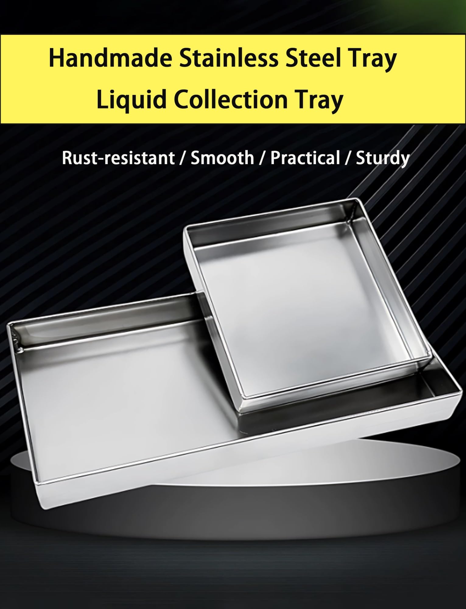 Bandeja recogedora inox 201, rectangular para cocina y equipos | Bandeja antigoteo con bordes elevados for uso en cafeteras, gabinetes, mostradores y equipos(400X400X50mm)