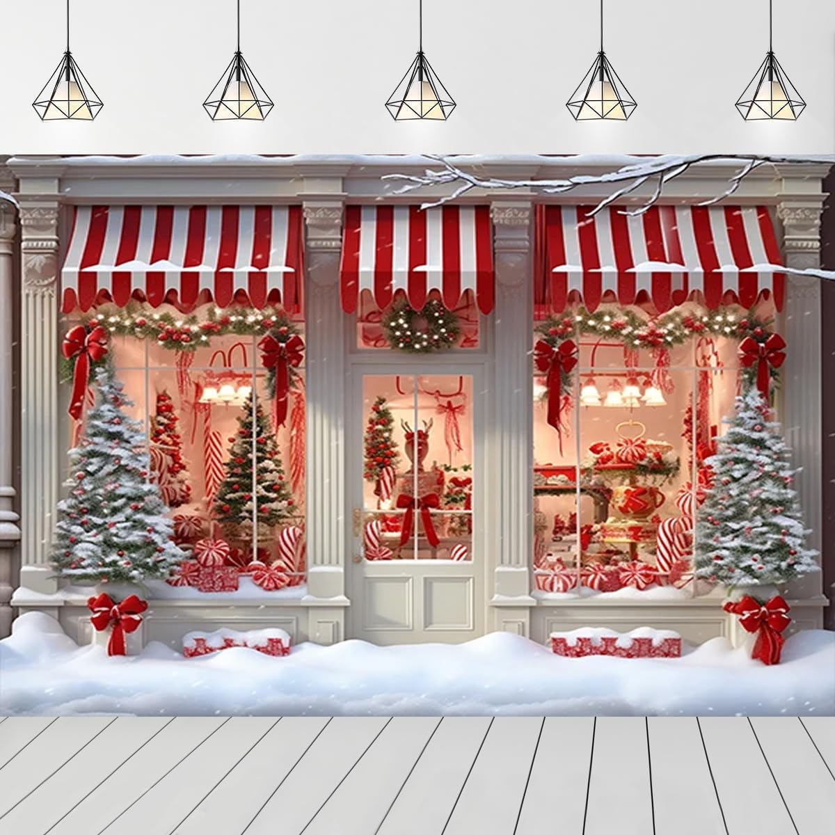 Weihnachts-Hintergrund Für Fotos – Festlicher Baumkranz Für Partys & Feiern
