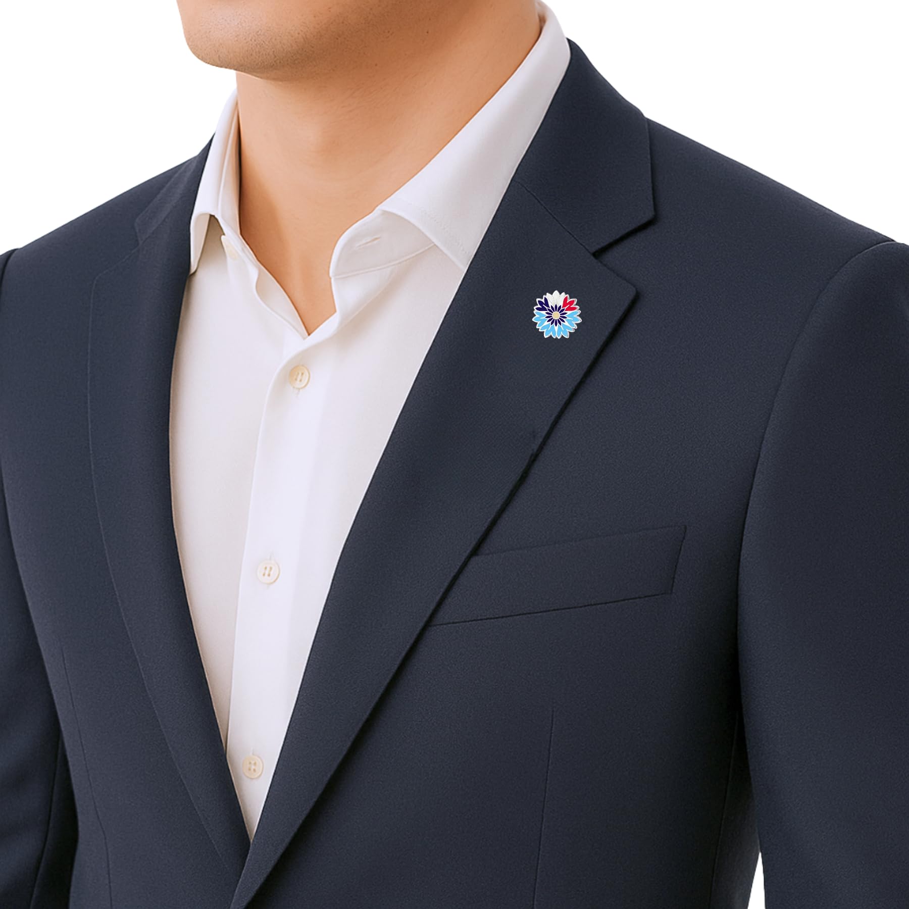 Lot Deux Pins Bleuet | Broche Fleur | Broche Costume Homme | Pin's Étoile | Pins Costume Homme | Pin Tricolore - 5