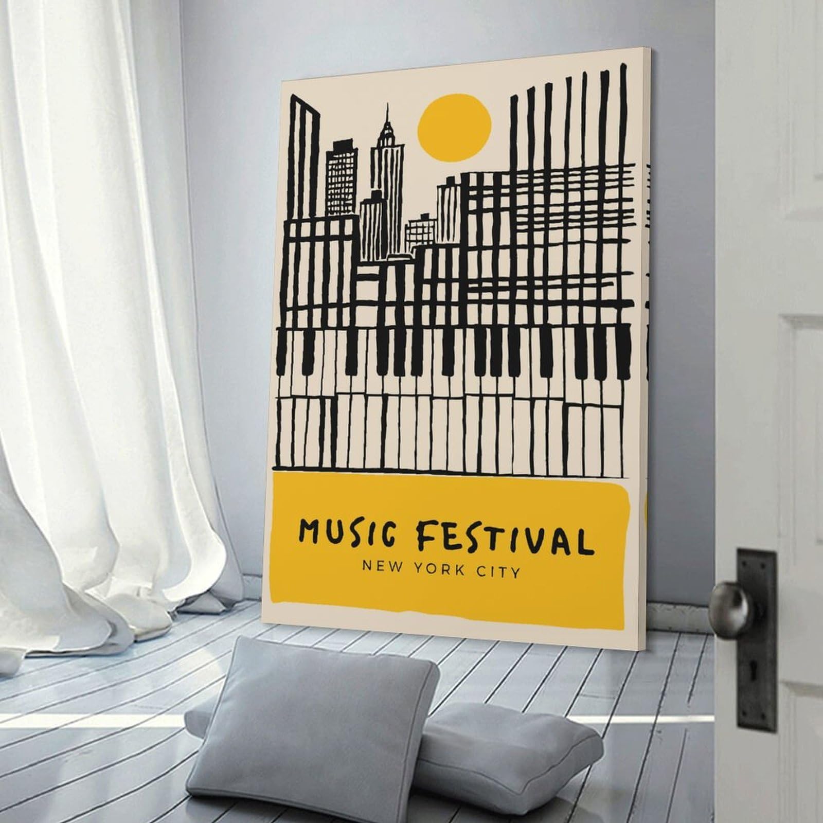 Junmoney Music Festival New York City Canvas Art Print, 20x30inch(50x75cm), for Home Walls, Creative Rooms Or Shared Spaces, Decorative Artwork with Broad Appeal