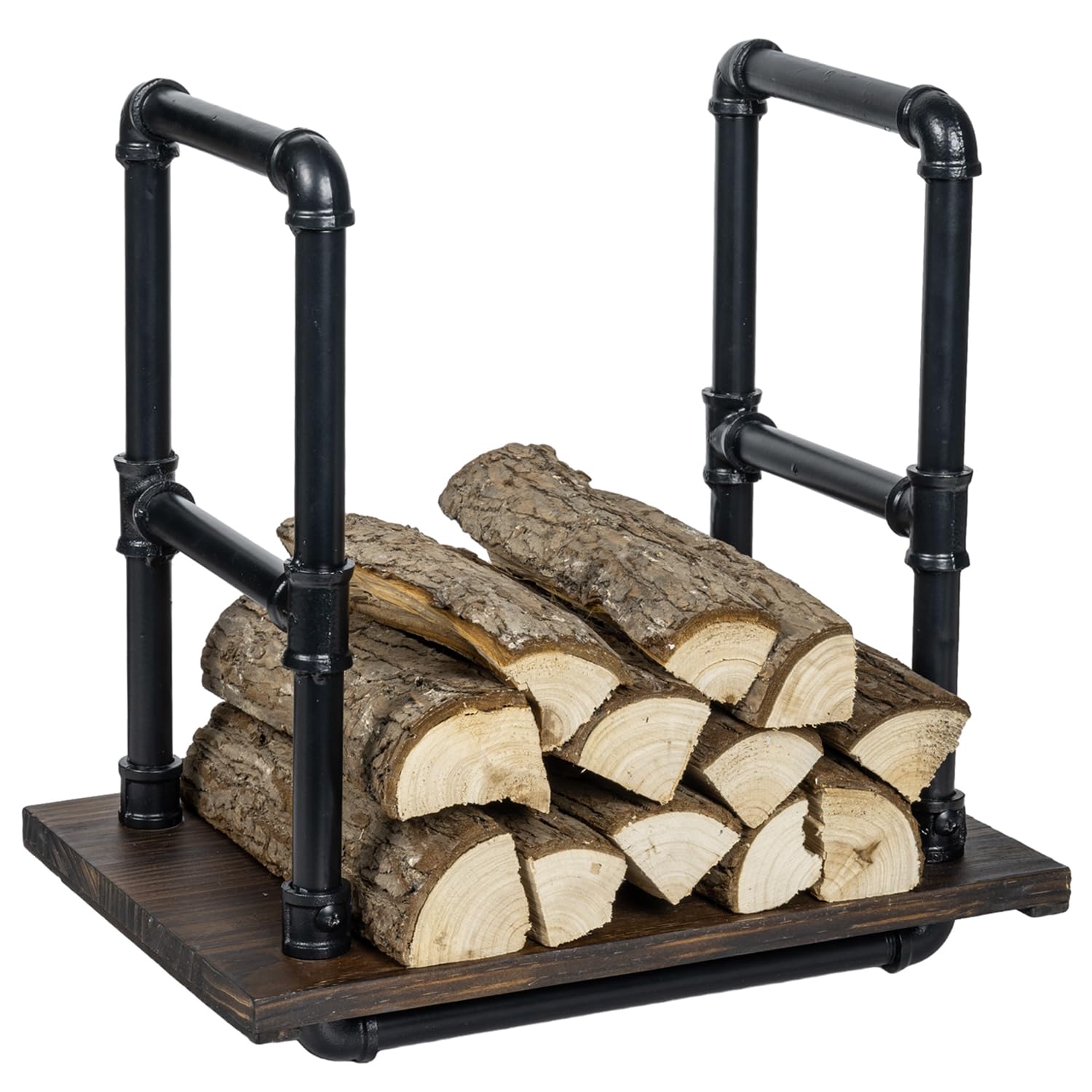 Amazon.com : MyGift Modern Industrial Firewood Rack with Matte Black ...
