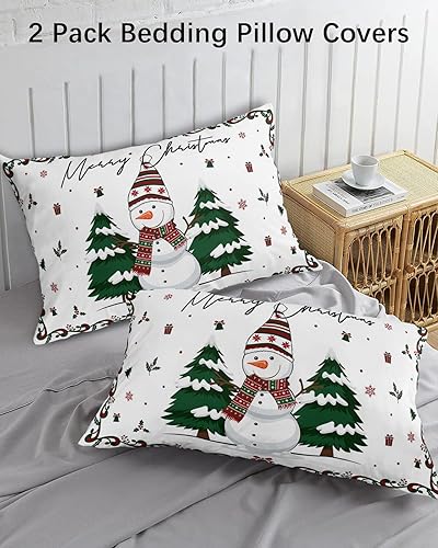 Miniatura 3 de Fundas de almohada de tamaño estándar de muñeco de nieve, 2 paquetes de fundas de almohada suaves para sofá, funda de cojín lumbar de cuerpo largo