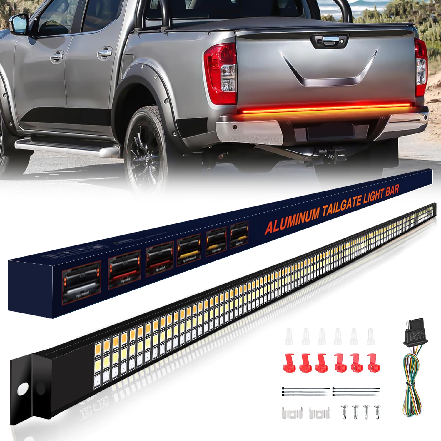 GOOACC Truck Tailgate Light Strip 60" Aluminum Frame Amber led Light