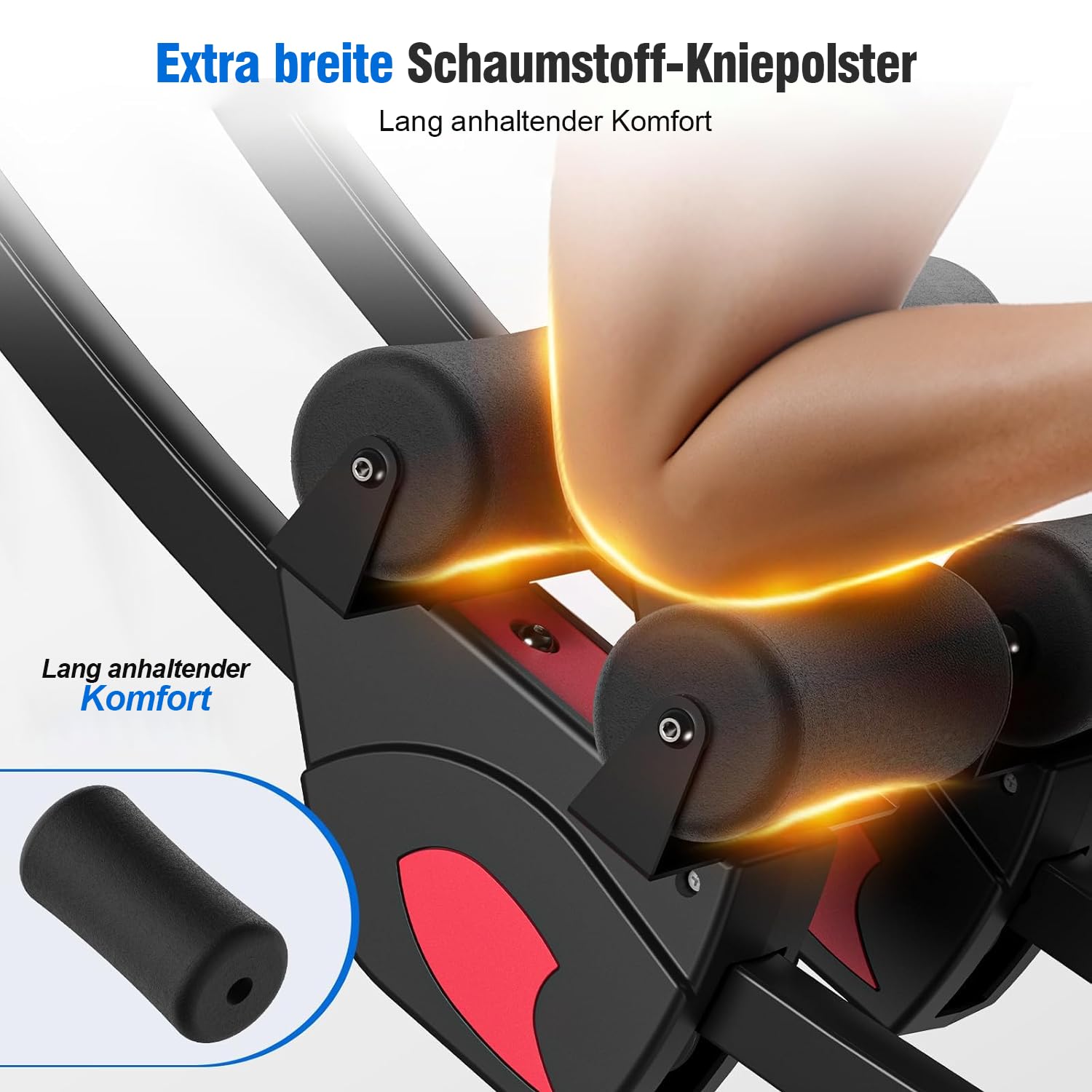 Bauchtrainer für Zuhause, Verstellbarer Bauchmuskeltrainer mit Doppel-Schienensystem, 200 kg belastbar, klappbar, Ganzkörper-Trainingsgerät fürs Home Gym, Widerstandsbänder & LCD-Monitor