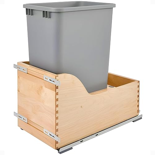 Rev-A-Shelf Bote de basura extraíble para armario de cocina, 50 cuartos de galón, 12.5 galones, montaje inferior, almacenamiento trasero, toboganes