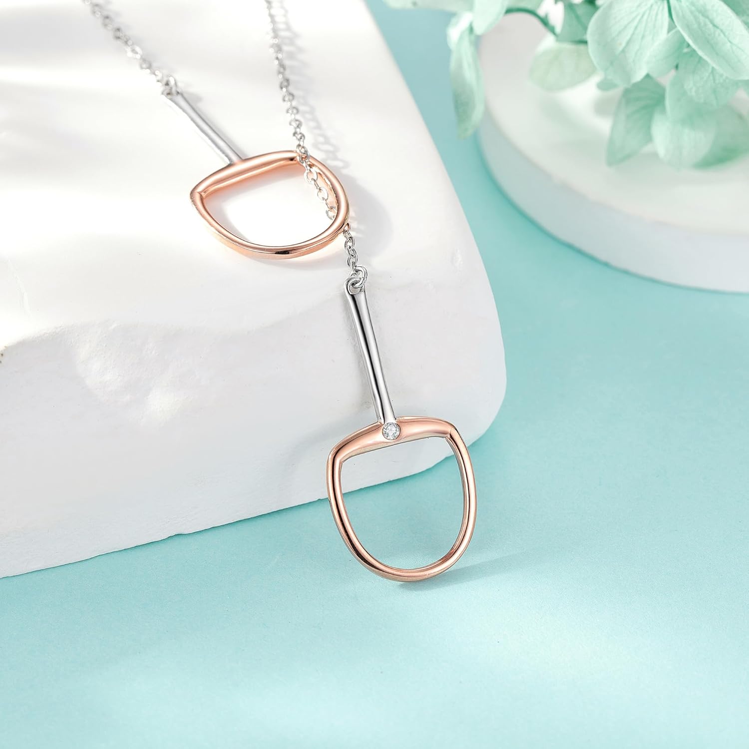 925 Sterling Silver Horseshoe Horse Snaffle Bit Pendant Necklace Horse Lovers Gift for Women - Image 3