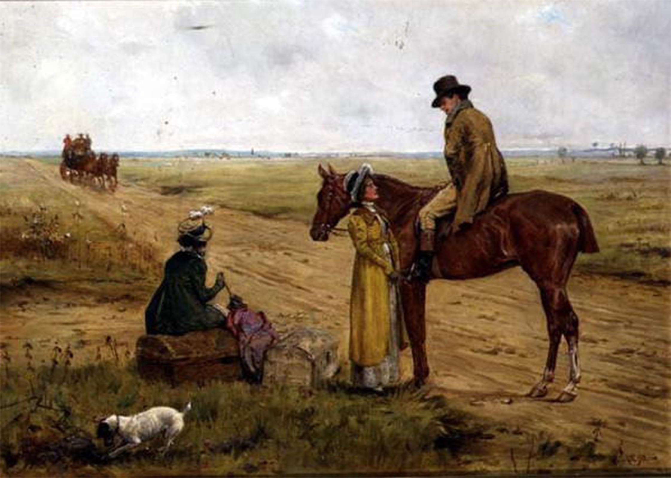 SERENDIPITP Vintage Picture Print on Canvas Wall Art Poster Waiting for the Stage by George Goodwin Kilburne Artwork Print Poster for Wall Decor 60x90cm