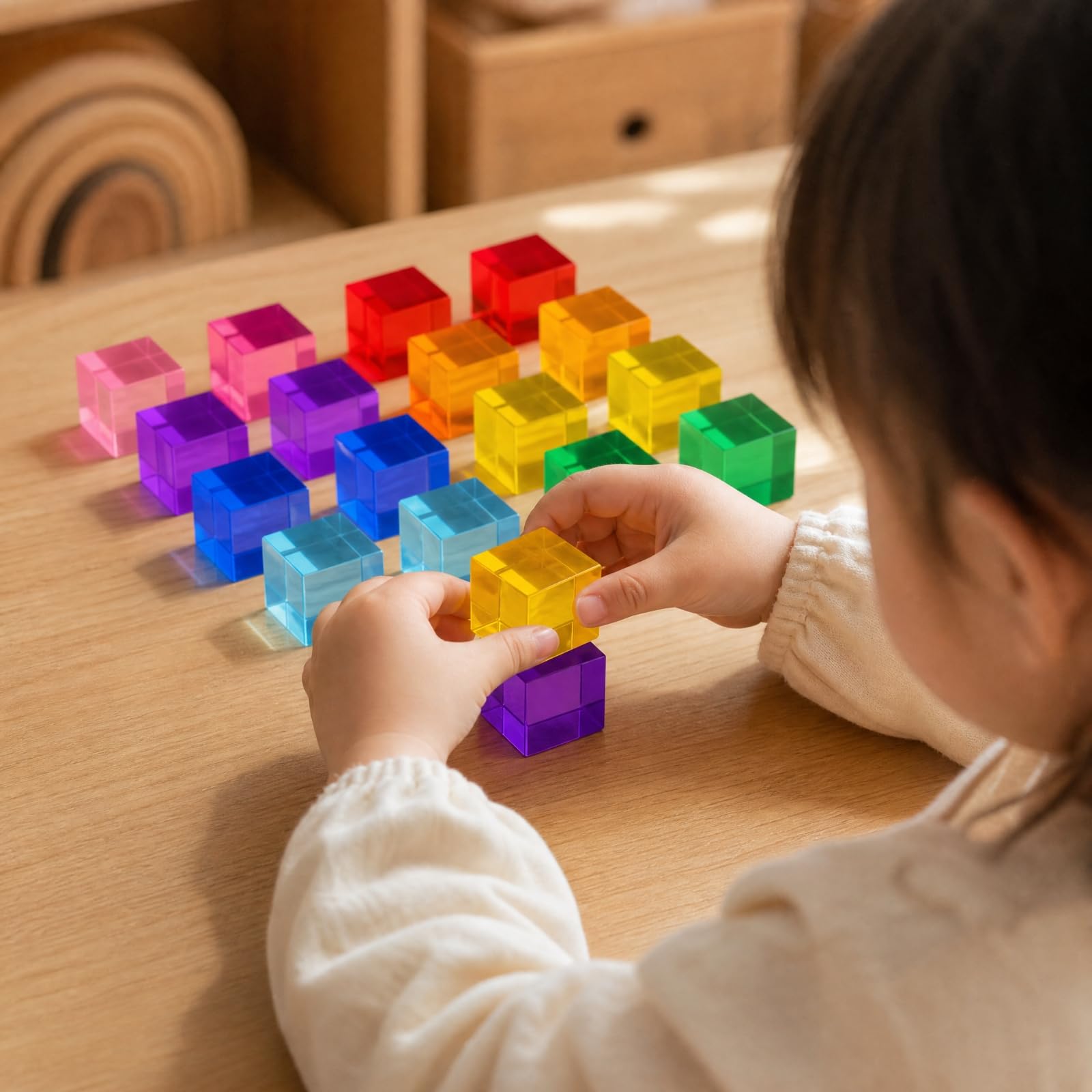 20 Pezzi Cubo da Costruzione in Acrilico | Non Elettrico, Acrilici Trasparenti, Traslucido, Giocattolo, per Area Giochi, Aula Scolastica