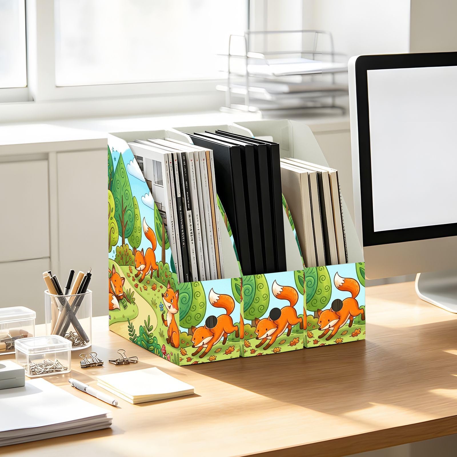 Porte-revues pliable motif renard vert