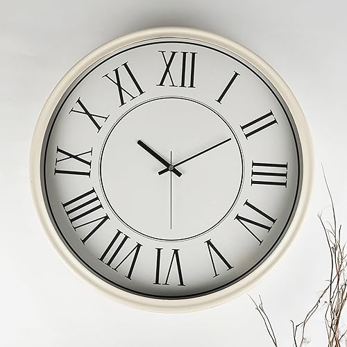 Miniatura 128 de Reloj de pared de metal de 20 pulgadas, redondo, silencioso, moderno, analógico, grande, funciona con pilas, reloj de pared para sala de estar, Negro