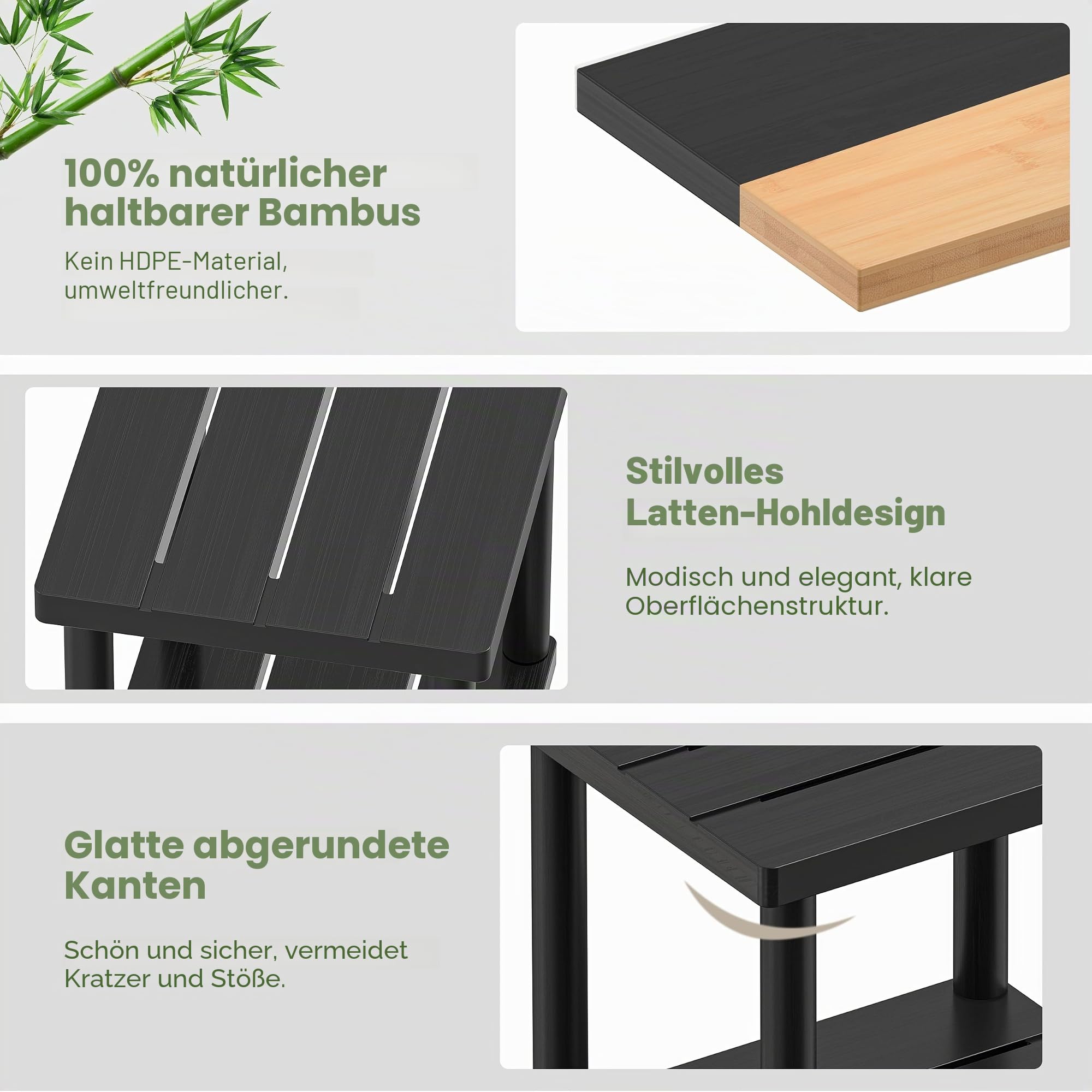 LEJANEOYE Beistelltisch für den Außenbereich, Kleiner 2-stöckiger Gartentisch für Terrasse, Adirondack-Beistelltisch für drinnen und draußen pflegeleicht, Bambus-Beistelltisch für Pool und Veranda