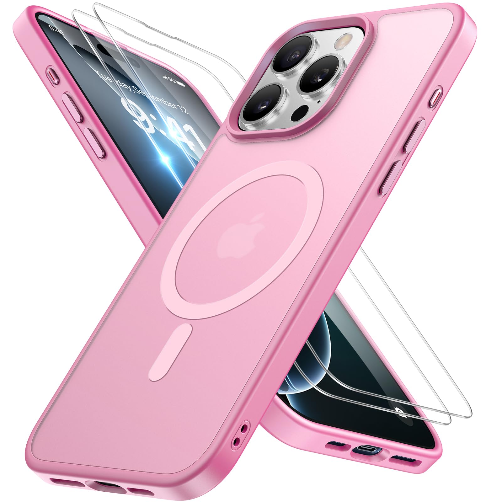 Miracase Magnetic Series for iPhone 16 Pro Case [Compatible with MagSafe] [with 2X Screen Protectors] Military-Grade Protection, Anti-Fingerprint,