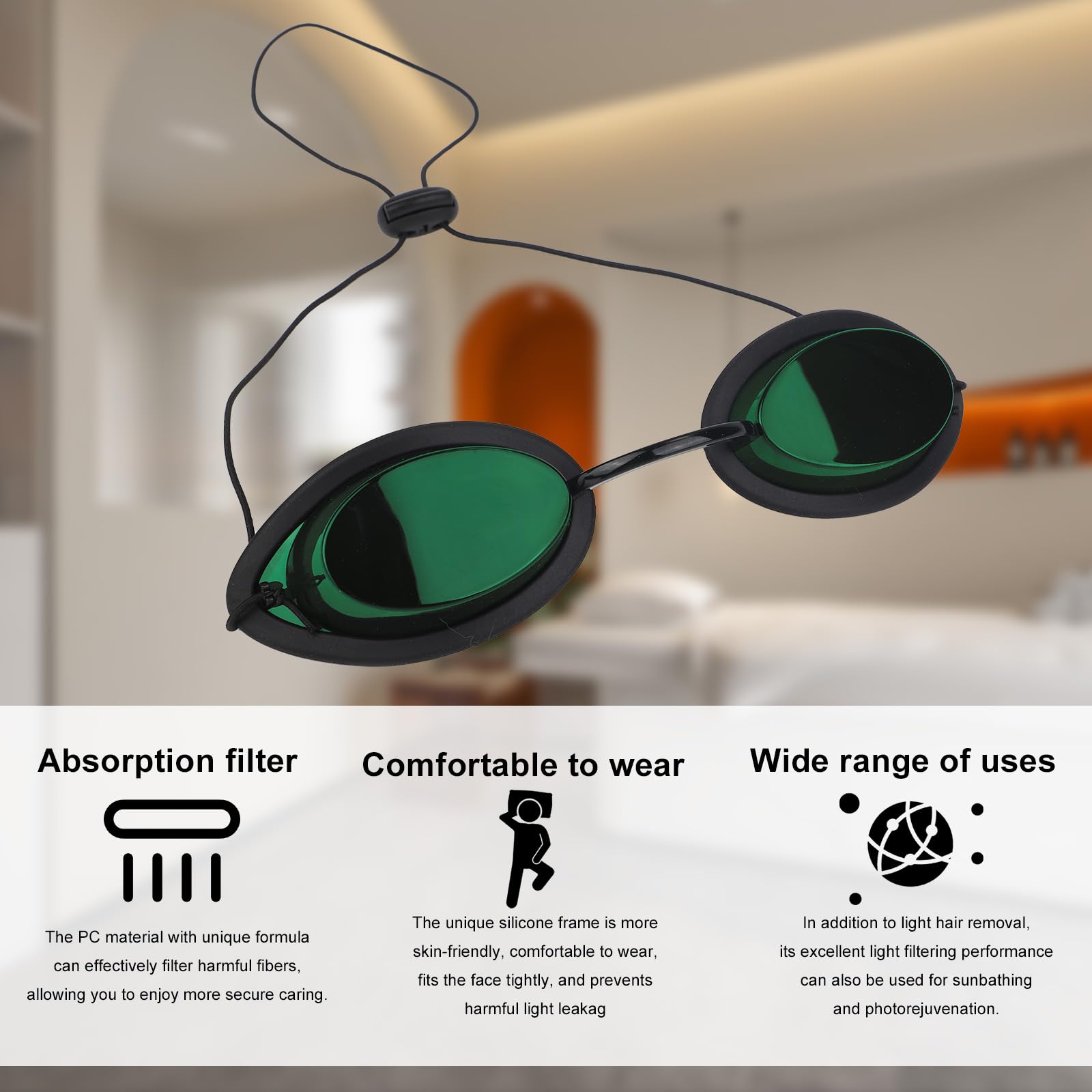 BOXOB Sunbathing Goggles for Tanning Tanning Sunbed Eye Protection Goggles Protection IPL Safety Pinhole Glasses Anti Fog Absorption Filtering for Red Light Sunbathing IPL LED Light Process - Image 3