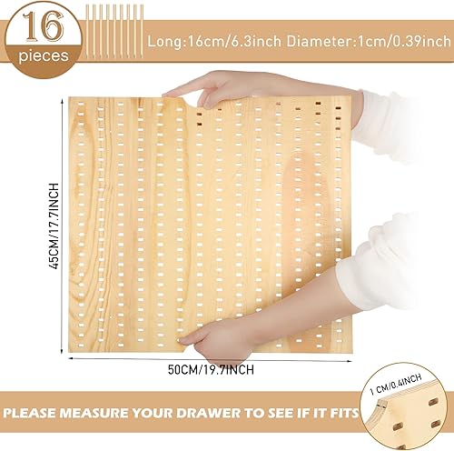 Miniatura 2 de Sistema de tablero de clavijas de madera, organizador de platos y platos, organizador de cajones de madera ajustable, organizador de pared y estante