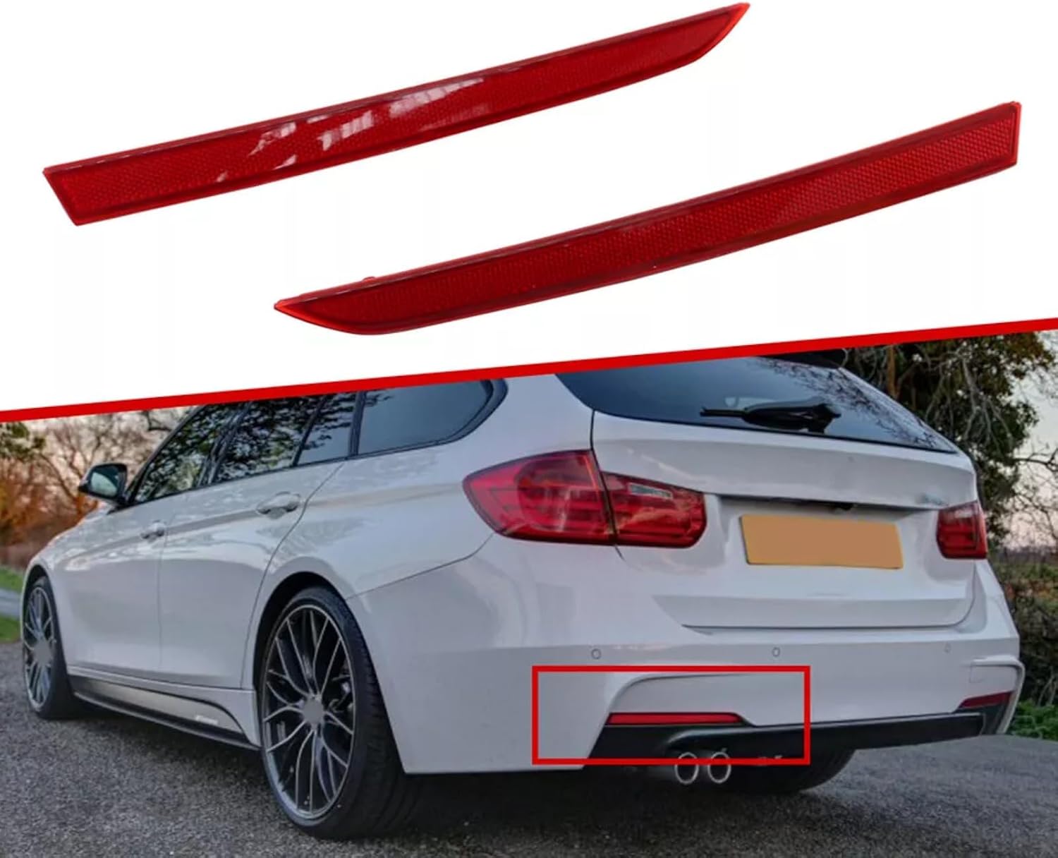 Pair Rear Bumper Reflector Lamp Left&Right Side Fit for BMW 3-Series F30 F31 M Sport 2012-2017 63147847165 63147847166